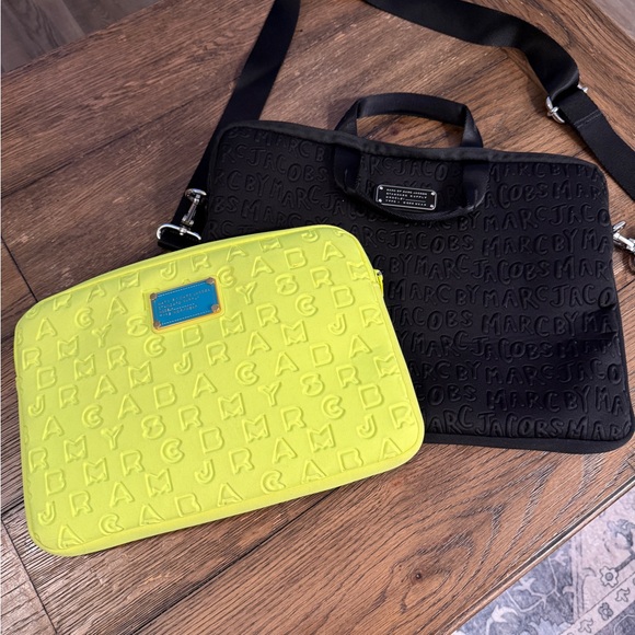 Marc Jacobs Neon Yellow and Black Embossed Laptop Sleeves - Picture 1 of 4